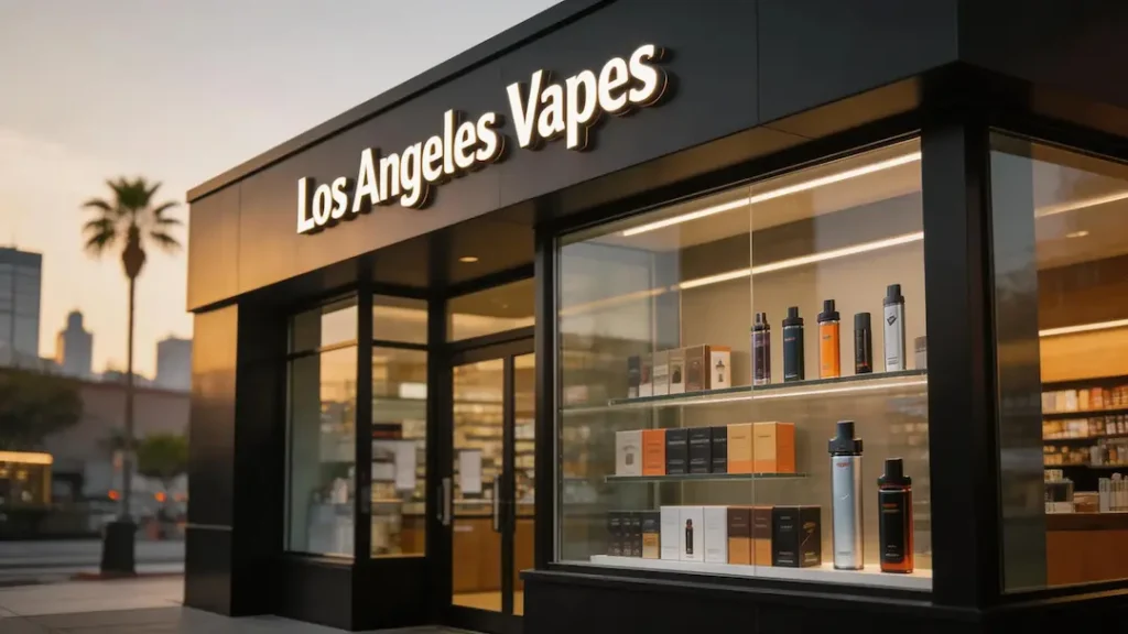 Los Angeles Vapes storefront in Downtown LA offering authentic vape products