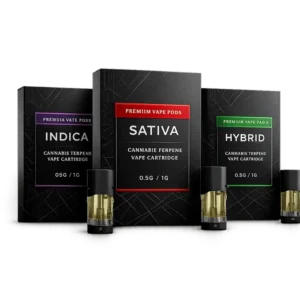 Premium vape pod collection featuring Indica, Sativa and Hybrid options at Los Angeles Vapes in Downtown LA