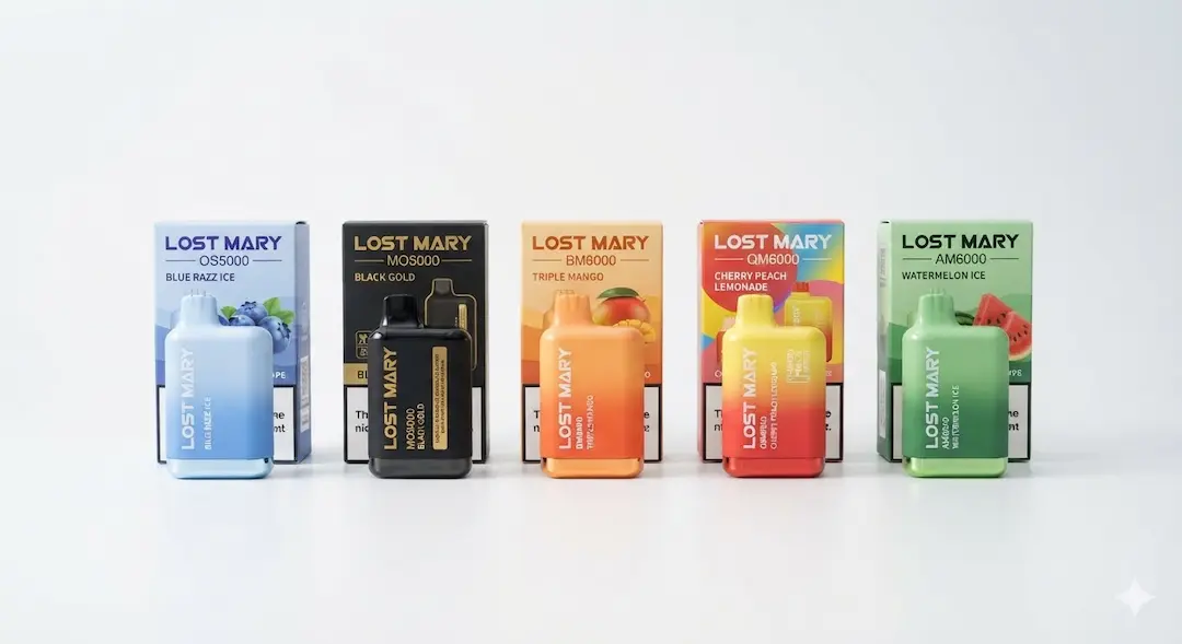 Lost Mary Disposable Vapes brand collection showcasing various devices including the MO20000 Pro and BM600